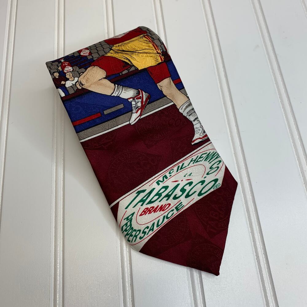 Tabasco Basketball Motif Mens Necktie Tie Vintage Silk